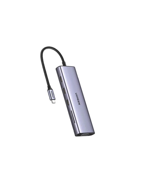 HUB USB-C UGREEN CM498 9 EN 1 ( 15600 ) 1 VGA - 1 RJ45 - 1 HDMI - 1 USB-C PD 100W - 3 USB-A - 1 TF CARD - 1 SD CARD