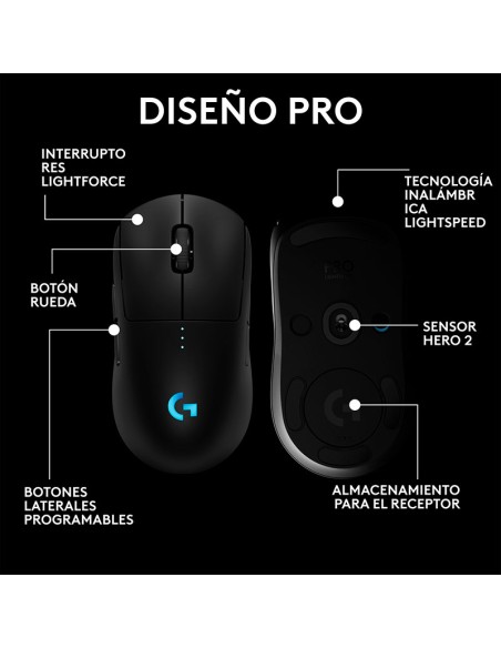 MOUSE GAMER LOGITECH G PRO 2 LIGHTSPEED (910-007294) WIRELESS | BLACK | HERO 2 - 44K DPI | LED-RGB