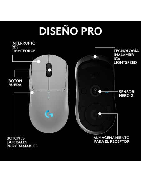 MOUSE GAMER LOGITECH G PRO 2 LIGHTSPEED ( 910-007301) WIRELESS | WHITE| HERO 2 | LED-RGB